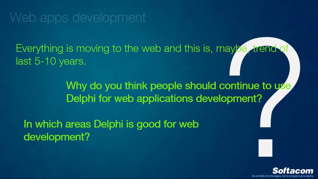 Questions to web applications development