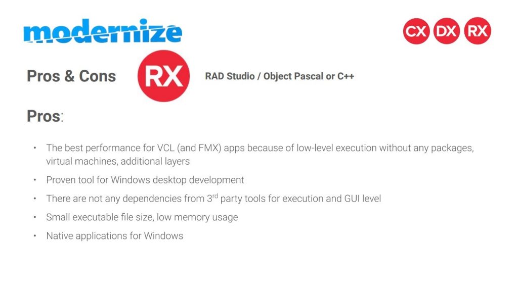 Pros RAD Studio / Object Pascal or C++