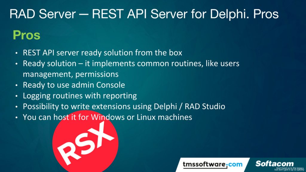 REST API for Delphi - Pros