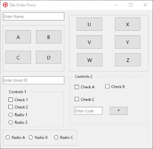 Tab Order Form - A sample application created to demonstrate different aspects of Tab Order property in Delphi