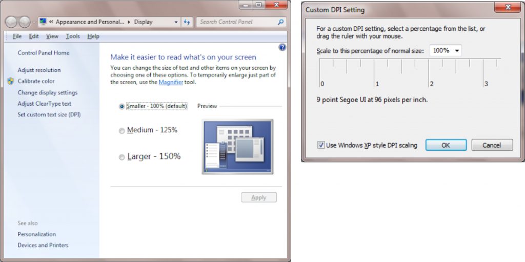 HiDPI settings in Windows 7 (and Vista)