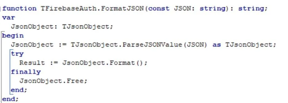 Function for formattimg JSON response from the server