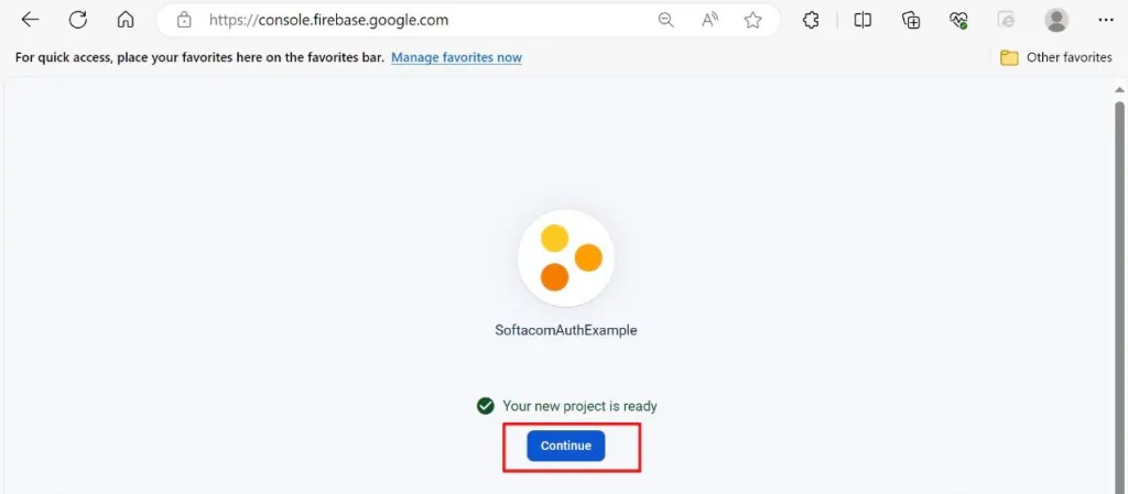 The Firebase project that is ready for use