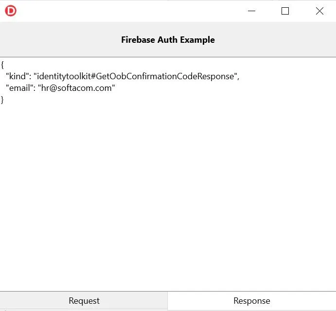 The result of resetting the password in our FMX Delphi application
