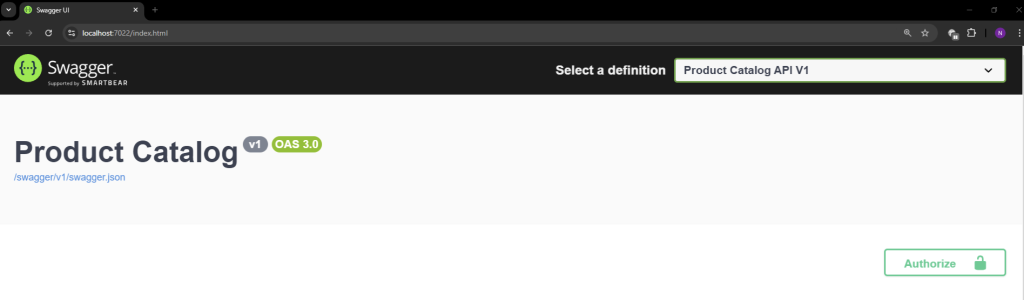 Setting up Swagger for product catalog API in .NET Core framework